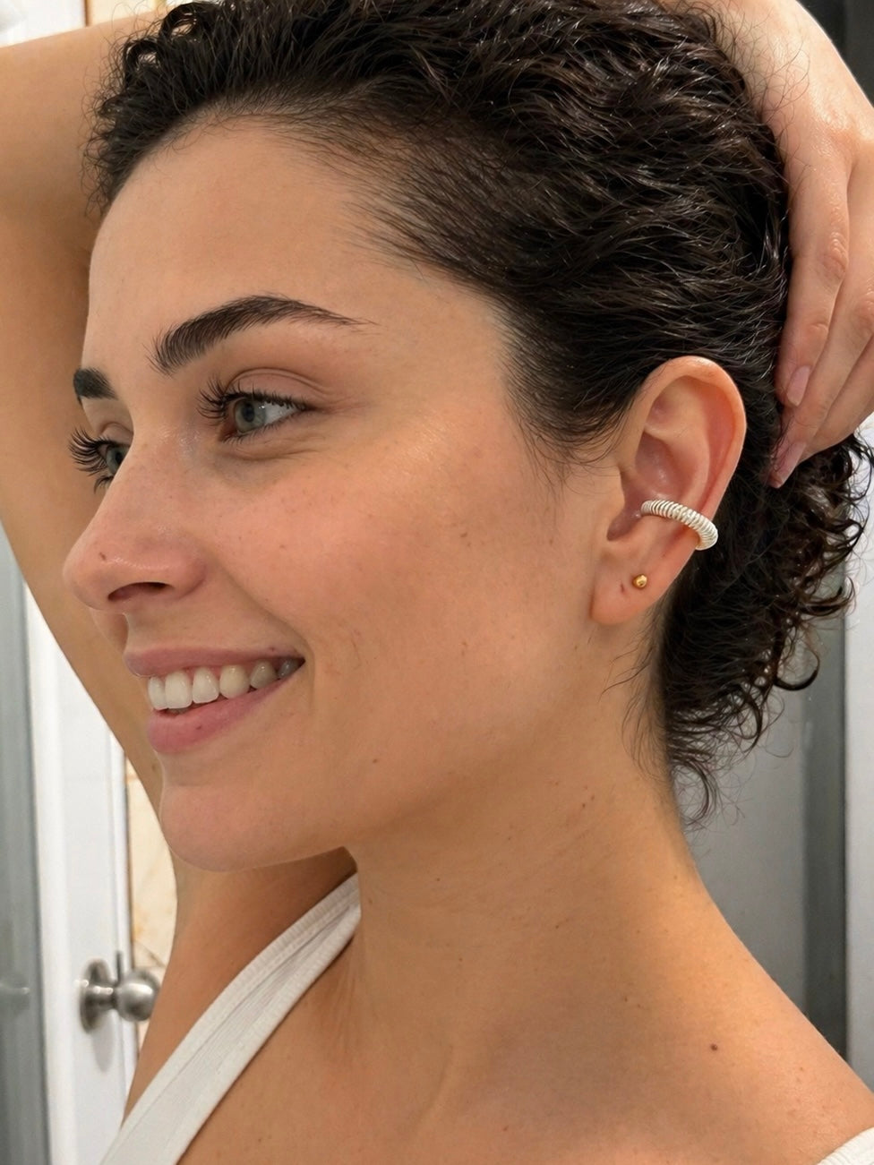 Wire-wrapped ear cuff