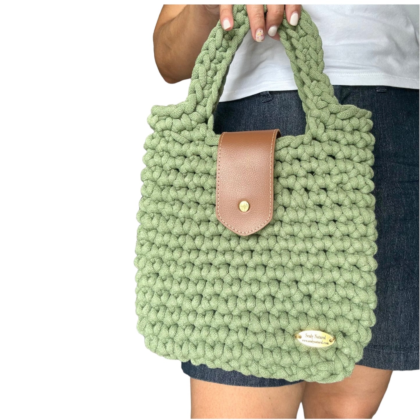 Crochet and Leather Purse Handbag