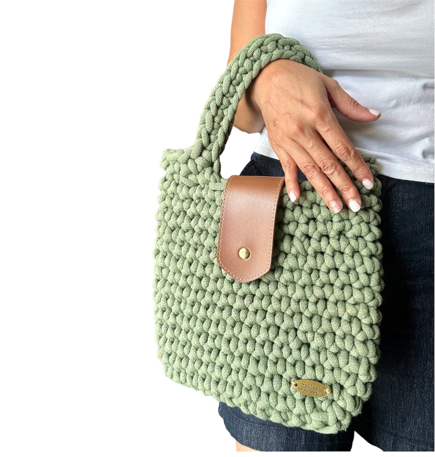 Crochet and Leather Purse Handbag