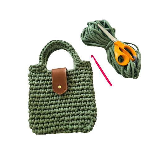 Crochet and Leather Purse Handbag